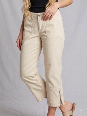 Vintage Y2K First Kiss Cream Capri Jeans Zip Cuff Size 9